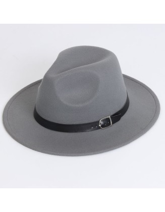 Solid-Color Felt Hat – British Vintage Flat-Brim Gentleman Fedora