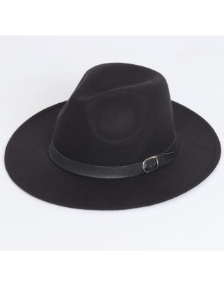 Solid-Color Felt Hat – British Vintage Flat-Brim Gentleman Fedora